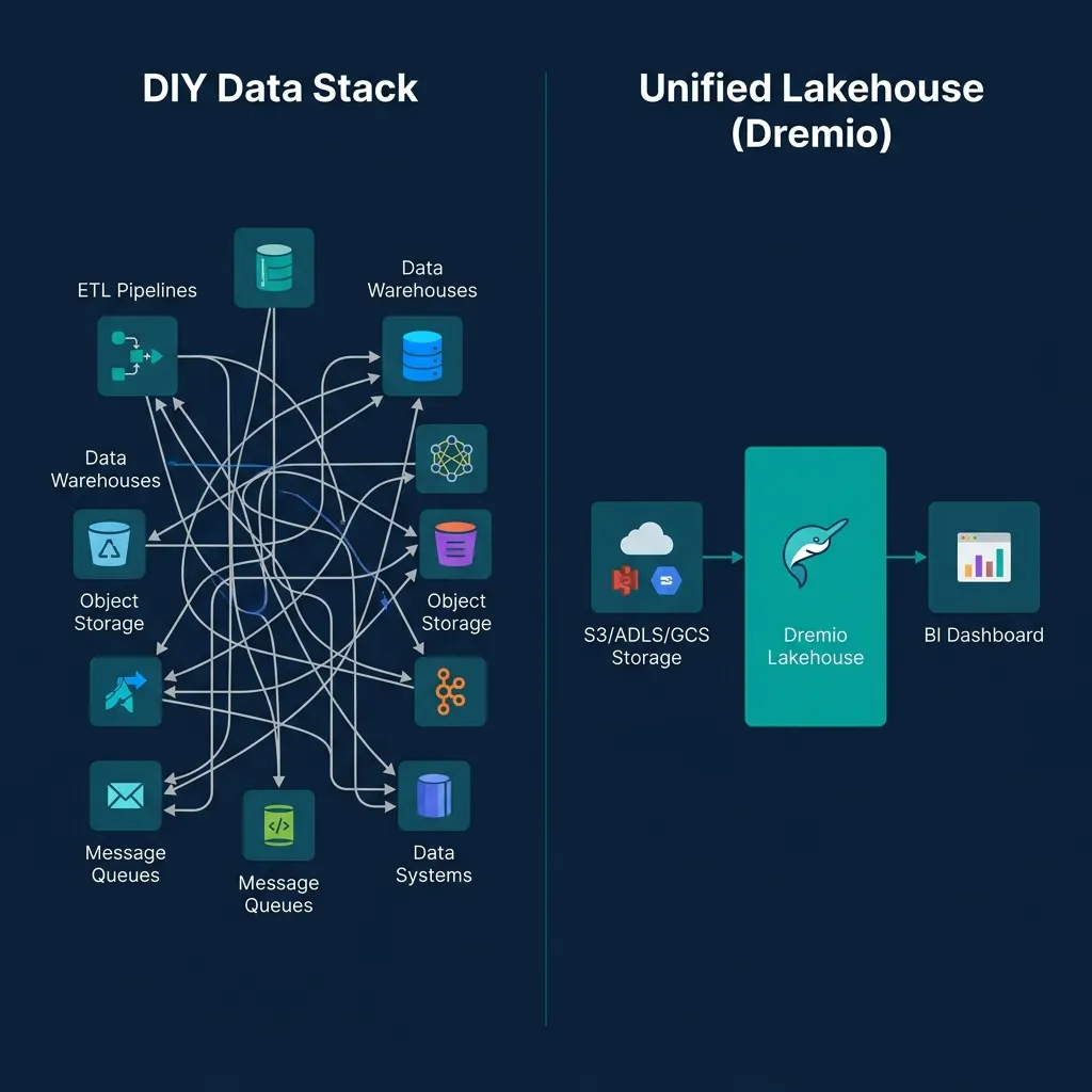 Diagram showing an unmanaged DIY cluster versus a unified Platform orchestrating the maintenance