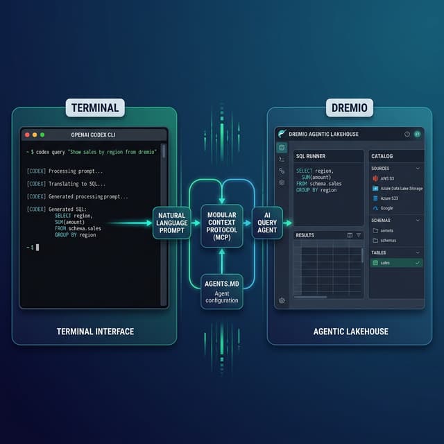 OpenAI Codex CLI connecting to Dremio Agentic Lakehouse via MCP